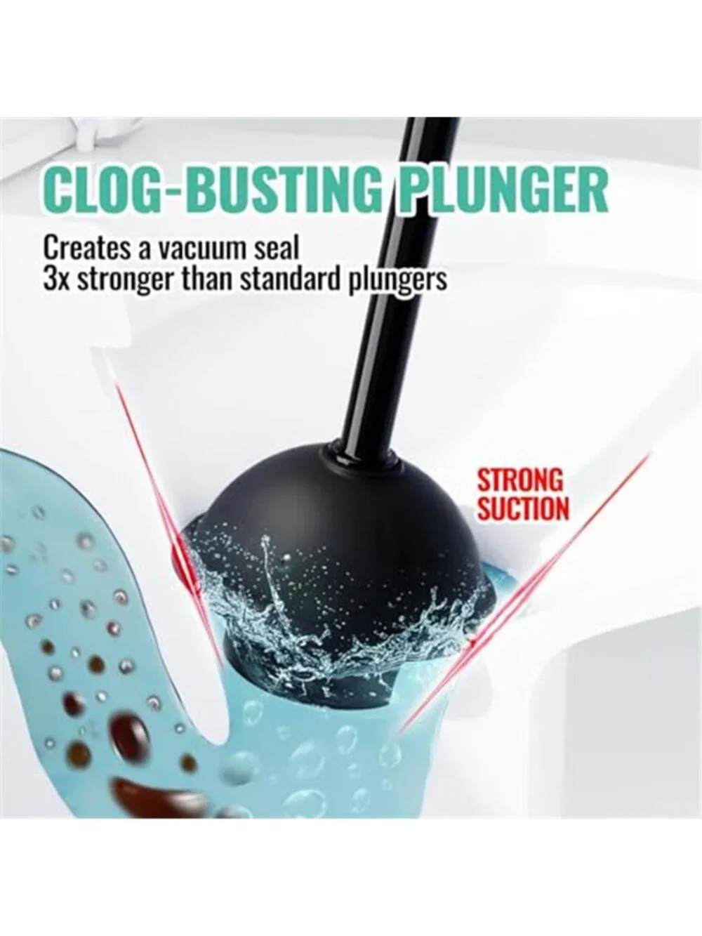 Toilet Brush Plunger Set Bathroom Cleaning Kit Holder Crevice Brush Black 3 Pcs